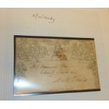 Good stamp collection in album with two Mulready envelopes, Victorian stamps (inc. a Penny Black),