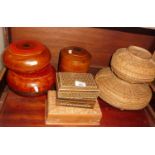 Assorted oriental and Asian baskets and boxes