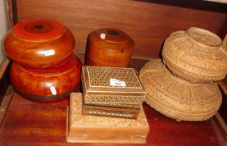 Assorted oriental and Asian baskets and boxes