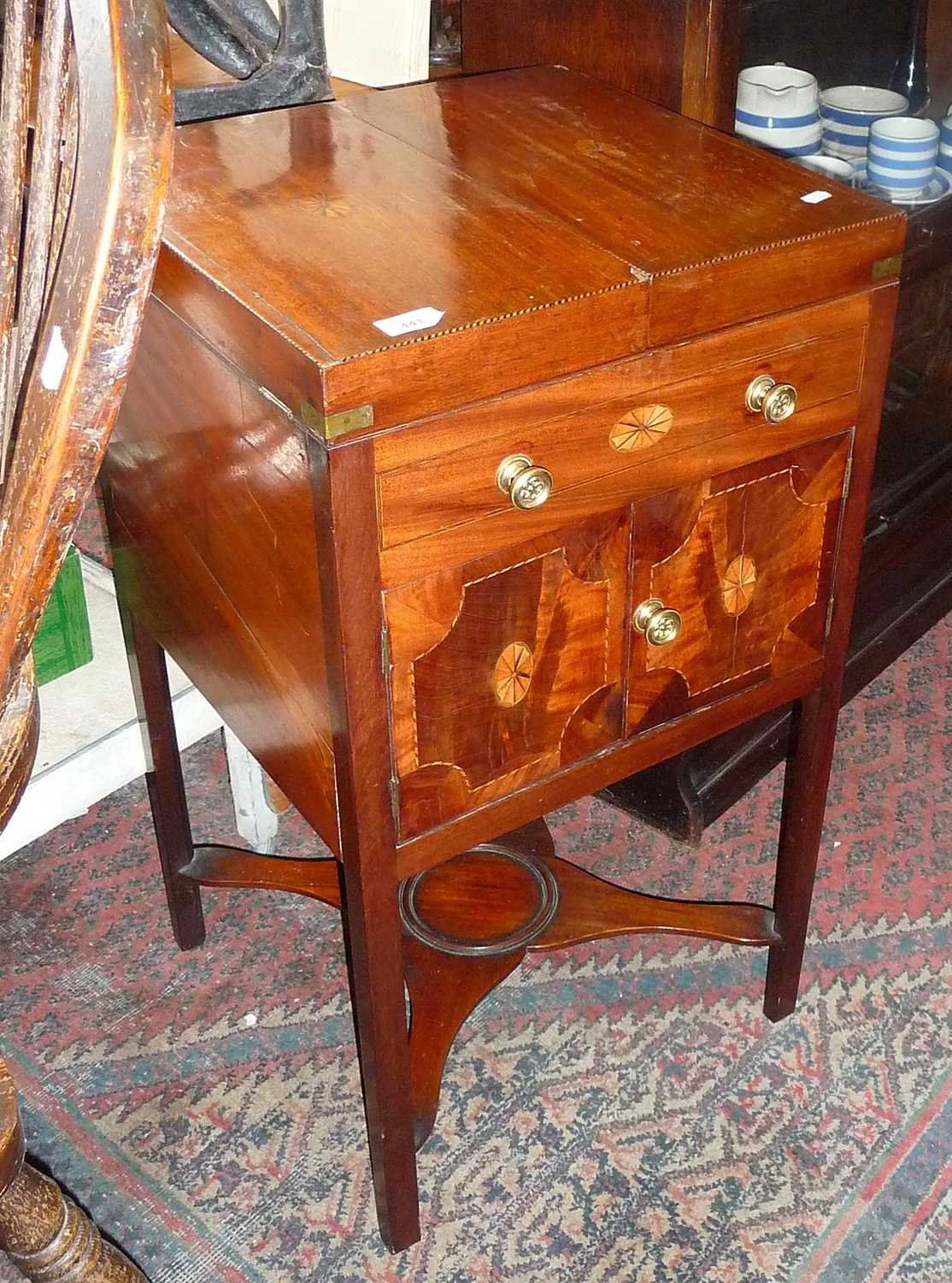 Georgian inlaid mahogany gentleman's fold-out washstand