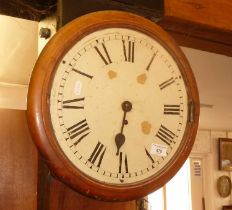Victorian school or railway type wall clock, approx. 37cm diameter
