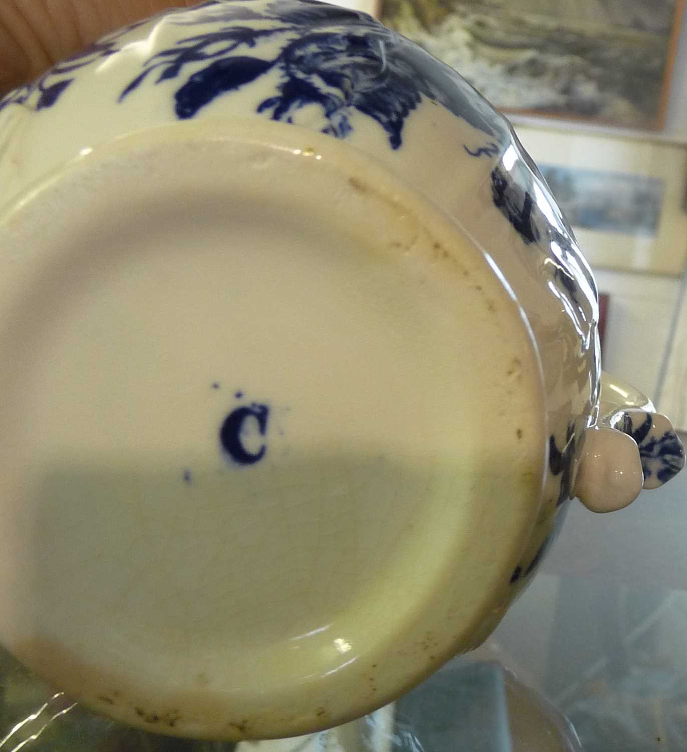 Worcester blue and white floral jug, crescent mark, 14cm tall - Image 3 of 4