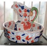 Masons Ironstone style Imari pattern washbowl and jug