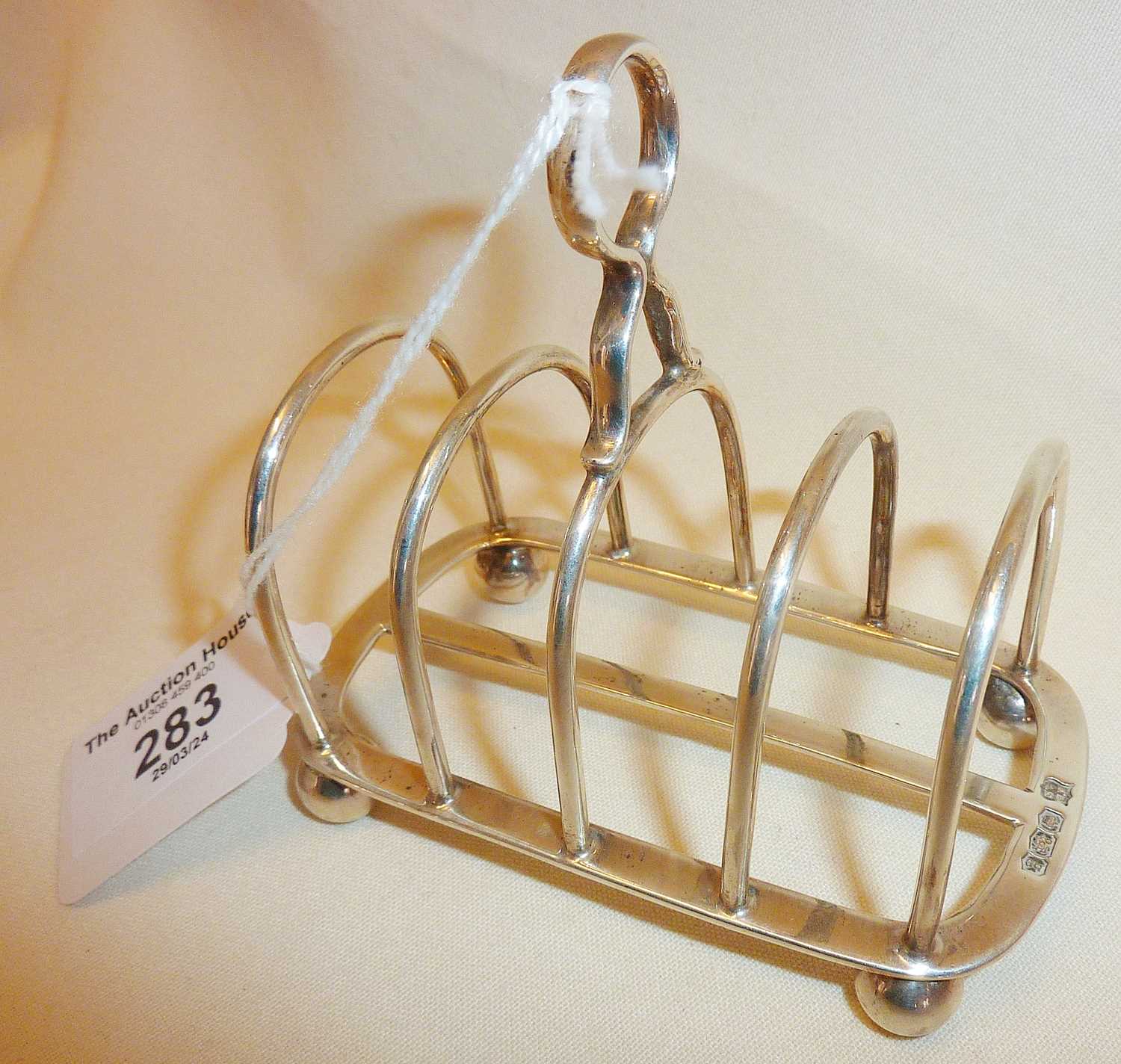 Silver toast rack hallmarked for Sheffield, 1924, maker TB & S, weight approx 83g - Image 2 of 2