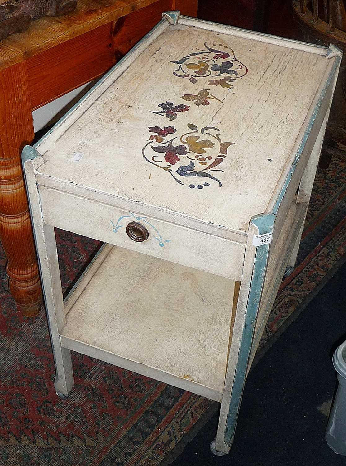 Painted and decorated two-tier tea trolley - Image 3 of 4