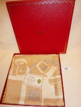 Authentic Cartier silk scarf in box with warranty card. All in an excellent condition, with a