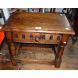 Oak joint stool with drawer on turned legs