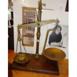 Victorian brass shop scales with weights