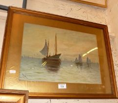 Early 20th c. marine watercolour signed Hilda Sheldon, dated 1910