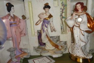 Three Franklin Mint porcelain figurines inc. Michiki-Princess of the Plum Blosson