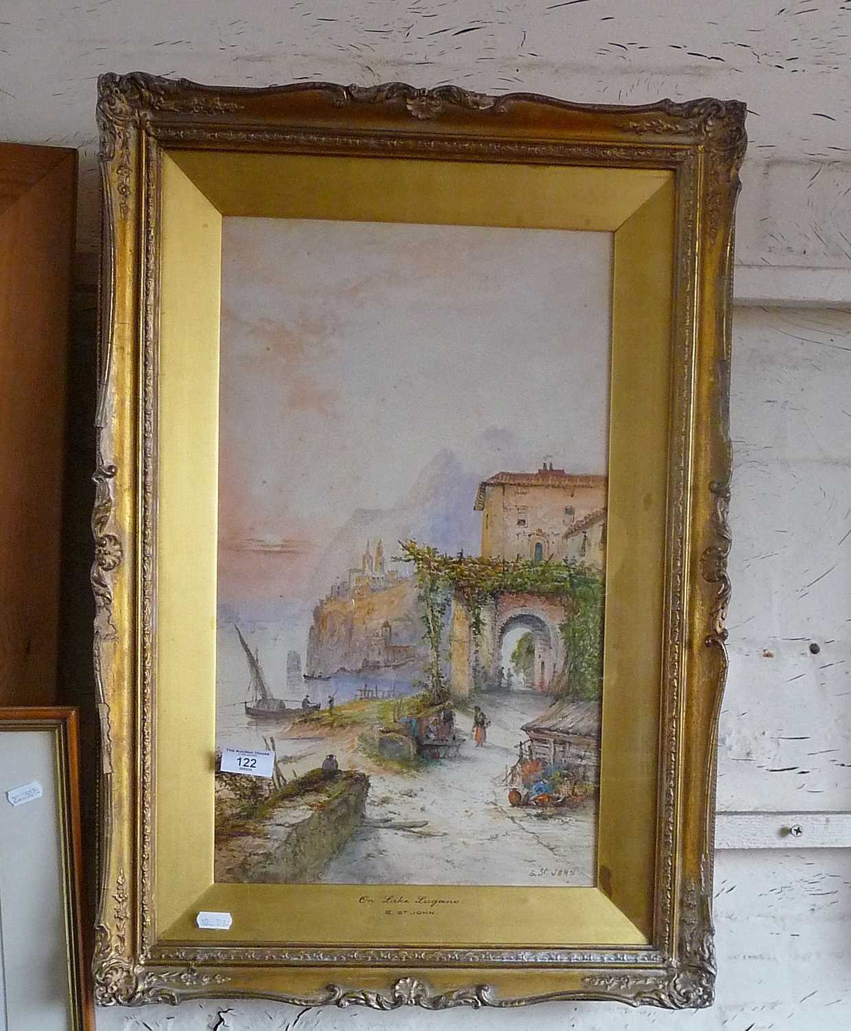 Edwin St John (act 1880-1920) watercolour titled "On Lake Lugano" - Image 2 of 2