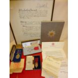 MBE medal in case, ERII Civil Defence Long Service medal and documents and ephemera relating to an