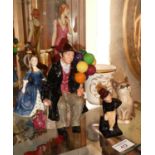 Four Royal Doulton figures, inc. Balloon Man, etc. and two other items