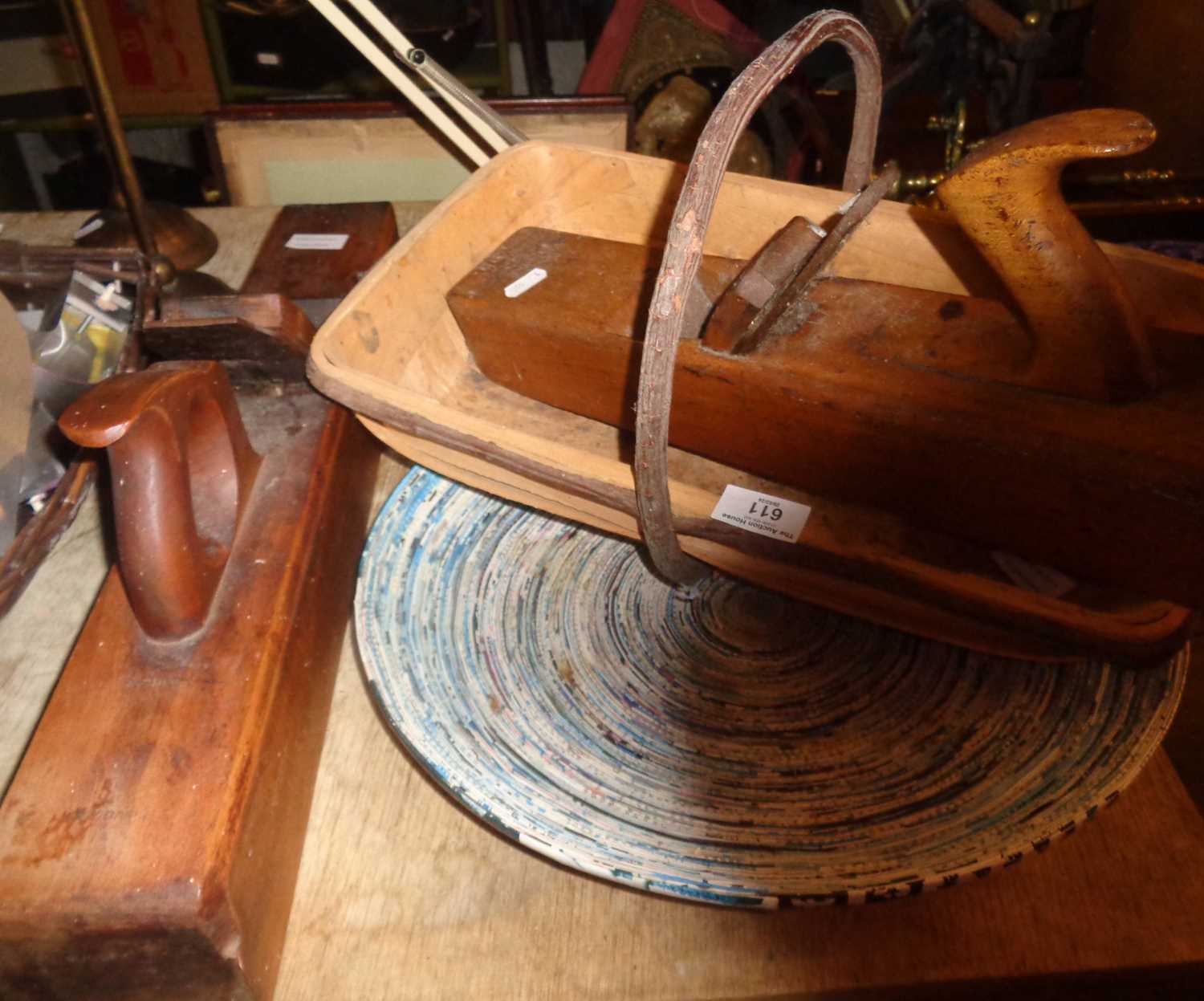 A trug, two block planes & a contemporary recycled paper & plastic fruit dish - Image 2 of 2