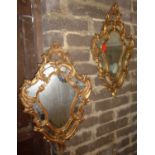 Pair of repro shaped gilt-framed mirrors
