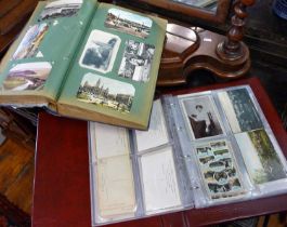 Two large postcard albums, many Edwardian, large gatherings, sweetheart, music hall and theatre