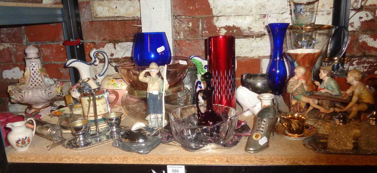 Assorted china & glass etc (one shelf)