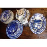 Large quantity of blue & white china