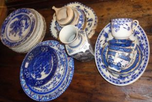 Large quantity of blue & white china