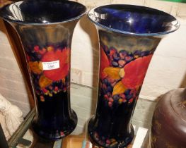 Pair of tall Moorcroft pomegranate vases, 15" tall, impressed stamp