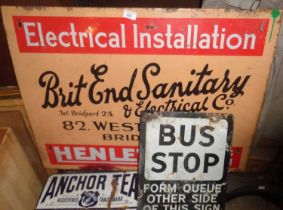 Enamel sign for Brit End Sanitary & Electrical Co. of West Street, Bridport, together with a smaller