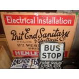 Enamel sign for Brit End Sanitary & Electrical Co. of West Street, Bridport, together with a smaller