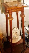 19th c. French marble inset two-tier four legged torchere