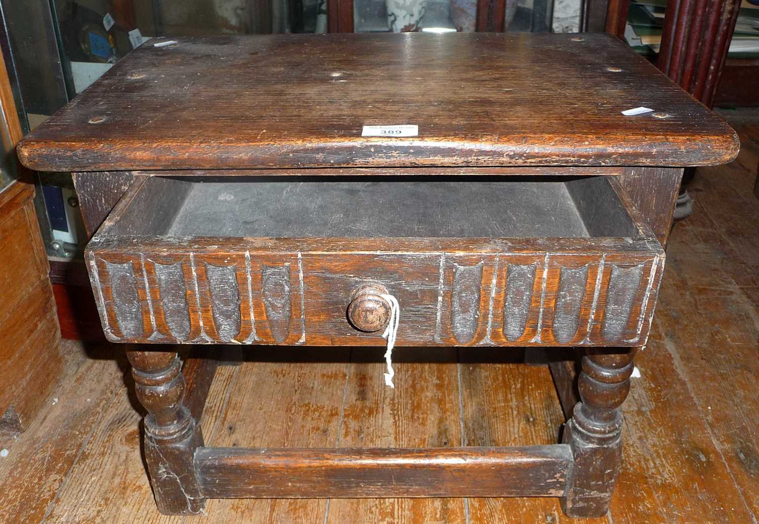 Oak joint stool with drawer - Image 4 of 4