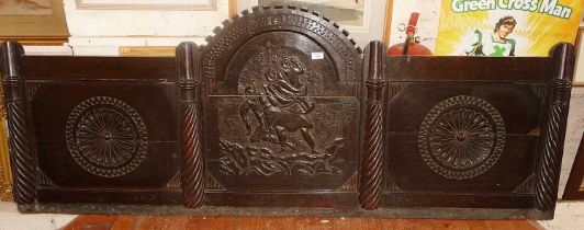 19th c. carved oak panel, 6ft long x 28ins tall