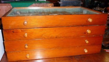 Four glazed collector's display cases, containing taxidermy moths