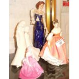 Royal Worcester figure of friendship, Royal Doulton figurine "Fair Lady" and two other china