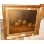 Small oil on board of still life with apples