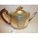 George III finely engraved silver teapot, hallmarked for London 1793, Henry Chawner, approx weight