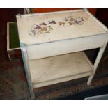 Painted and decorated two-tier tea trolley