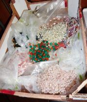 Ex jewellery shop stock necklaces, semi-precious stone beads, pearls, with some silver clasps