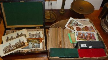 Large collection of assorted stereocards in two boxes, inc. Native Americans