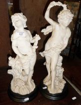 Art Nouveau style cherub statuettes, approx. 49cm high