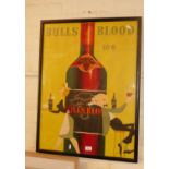 Colour litho poster advertising "Bulls Blood wine for 10/6", designed Gyozo Szilas (1921-1998), c.