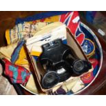 Old Bakelite Viewmaster viewer and reels, 1953 Coronation Silk Scarf, Brownie and Girl Guide cloth