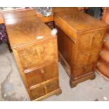 Pair of walnut veneered bedside chests of drawers