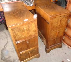 Pair of walnut veneered bedside chests of drawers