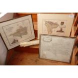 A Robert Morden map of Dorsetshire, 14" x 17" centre crease (some water marks), and another map of