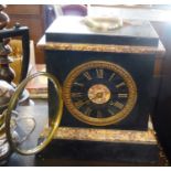 Edwardian black slate and marble mantle clock by Blackie & Sons, approx. 26cm high