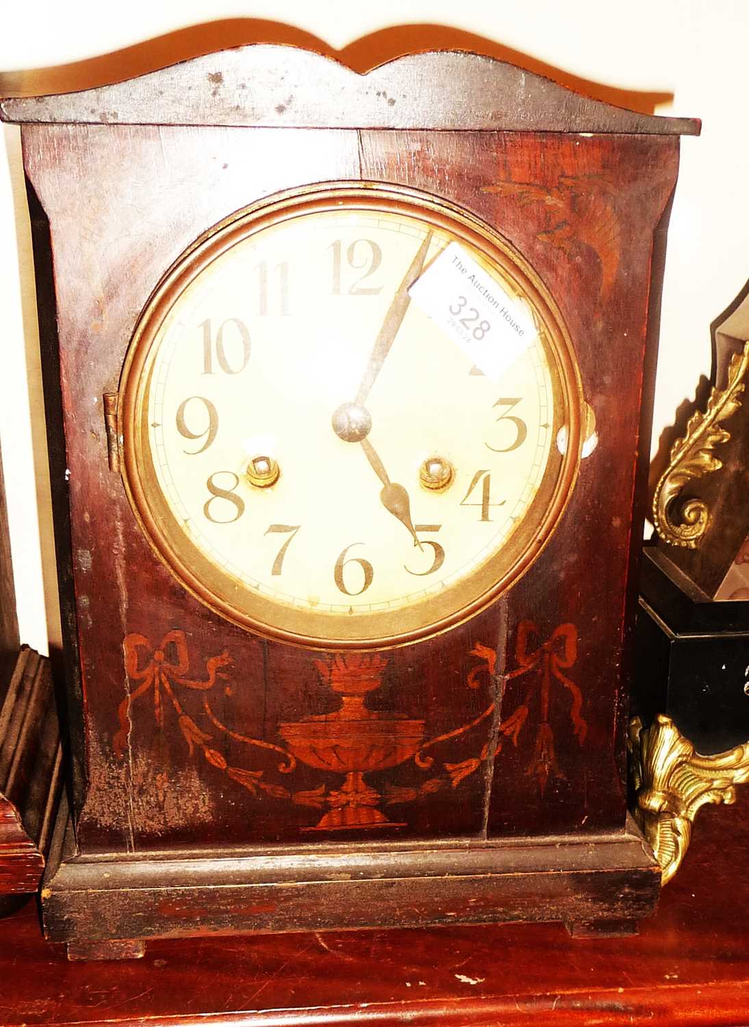 Edwardian inlaid mantle clock