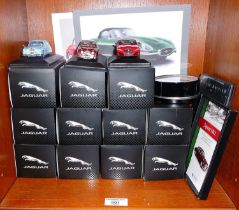 Atlas Edition Collections, 11 boxed Jaguar diecast cars, and other related Jaguar items