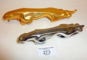 Two Jaguar type classic car hood ornaments