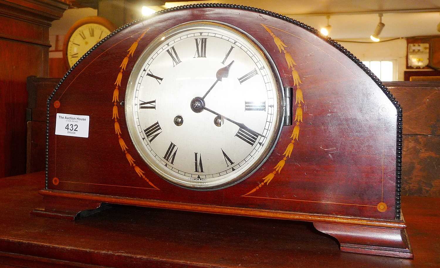 1930's inlaid mahogany mantle clock - Image 2 of 2