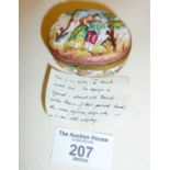 19th c. Dresden porcelain patch box with handpainted figural decoration