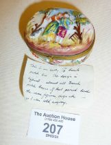 19th c. Dresden porcelain patch box with handpainted figural decoration
