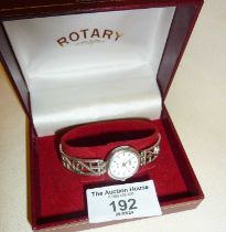 Ladies' Sterling silver Rotary watch in case, very good condition and working